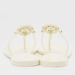 Tory Burch Ivory Rubber Mini Miller Thong Flats Size 37.5