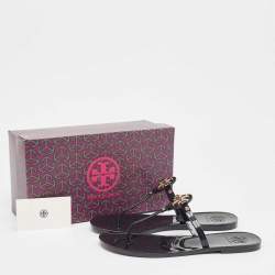 Pre Owned Tory Burch Black Rubber Mini Miller Thong Flats Size 37.5