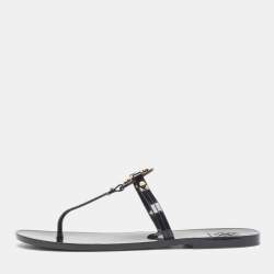 Pre Owned Tory Burch Black Rubber Mini Miller Thong Flats Size 37.5