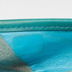 Pre Owned Tory Burch Beige/Blue Raffia and Leather Ballet Flats Size 41.5