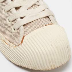 Tory Burch Cream Canvas Lace Up Sneakers Size 38