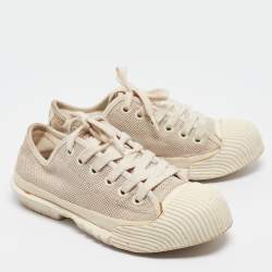 Tory Burch Cream Canvas Lace Up Sneakers Size 38