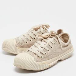 Tory Burch Cream Canvas Lace Up Sneakers Size 38