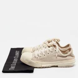 Tory Burch Cream Canvas Lace Up Sneakers Size 38