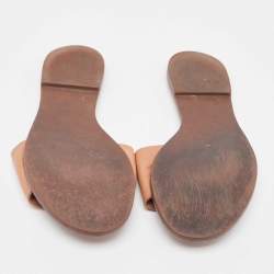 Pre Owned Tory Burch Brown Leather Ines Flat Slides Size 39.5