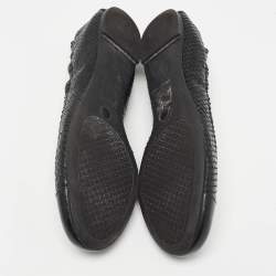 Pre Owned Tory Burch Black Embossed Snakeskin Scrunch Ballet Flats Size 39