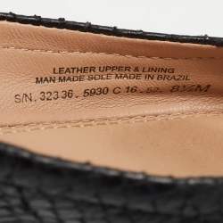 Pre Owned Tory Burch Black Embossed Snakeskin Scrunch Ballet Flats Size 39