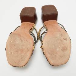 Pre Owned Tory Burch Beige Python Embossed Leather Slide Sandals Size 39