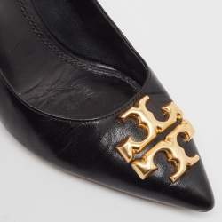 Pre Owned Tory Burch Black Leather Eleanor Pointed Toe Pumps Size 36