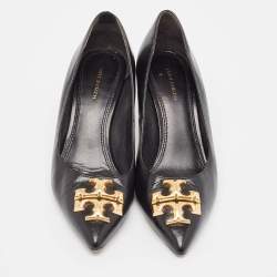 Pre Owned Tory Burch Black Leather Eleanor Pointed Toe Pumps Size 36