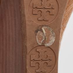 Tory Burch Brown Leather Sally Wedge Pumps Size 37.5