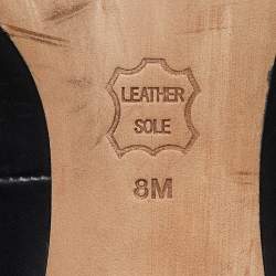 Pre Owned Tory Burch Black Leather Block Heel Pumps Size 38