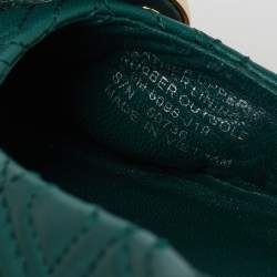 Pre Owned Tory Burch Green Leather Logo Ballet Flats Size 37