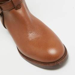 Pre Owned Tory Burch Brown Leather Knee Length Boots Size 36.5