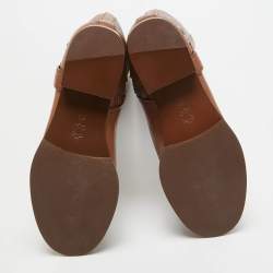 Pre Owned Tory Burch Brown Leather Knee Length Boots Size 36.5