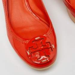 Tory Burch Orange Patent Leather Wedge Platform Pumps Size 36