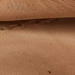 Pre Owned Tory Burch Beige Patent Leather Slingback Wedge Sandals Size 38.5