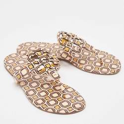 Tory Burch Yellow Patent Thong Flat Slides Size 39