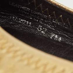 Pre Owned Tory Burch Metallic Gold Leather Claire Ballet Flats Size 37.5