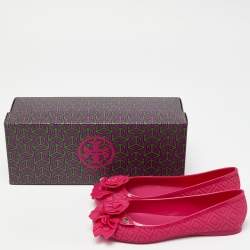 Tory Burch Red Rubber Bow Ballet Flats Size 35