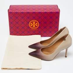 Pre Owned Tory Burch Two Tone Leather Penelope Ombre Pointed Toe Pump Size 35.5