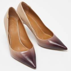 Pre Owned Tory Burch Two Tone Leather Penelope Ombre Pointed Toe Pump Size 35.5