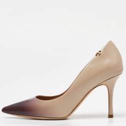 Pre Owned Tory Burch Two Tone Leather Penelope Ombre Pointed Toe Pump Size 35.5