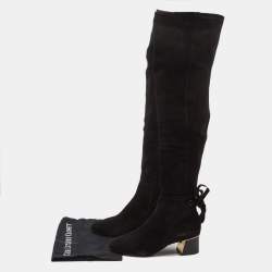 Pre Owned Tory Burch Black Suede Over The Knee Length Block Heel Boots Size 39