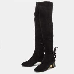Pre Owned Tory Burch Black Suede Over The Knee Length Block Heel Boots Size 39