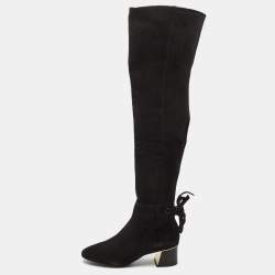 Pre Owned Tory Burch Black Suede Over The Knee Length Block Heel Boots Size 39