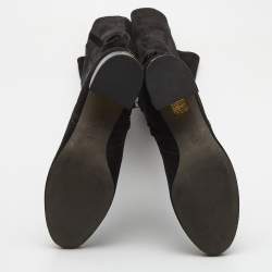Pre Owned Tory Burch Black Suede Over The Knee Length Block Heel Boots Size 39