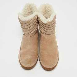 Tory Burch Grey Suede and Fur Ankle Boots Size 38.5