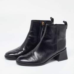 Tory Burch Black Leather Block Heel Ankle Boots Size 39.5