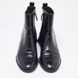 Tory Burch Black Leather Block Heel Ankle Boots Size 39.5