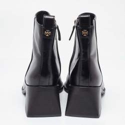 Tory Burch Black Leather Block Heel Ankle Boots Size 39.5