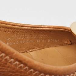 Pre Owned Tory Burch Brown Leather Reva Wedge Peep Toe Pumps Size 38.5