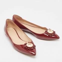 Tory Burch Brown Patent Leather Ballet Flats Size 37.5