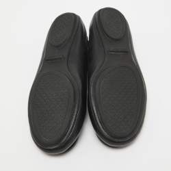 Pre Owned Tory Burch Black Leather Minnie Travel Ballet Flats Size 36