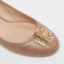 Pre Owned Tory Burch Beige Leather Melinda Wedge Pumps Size 37.5