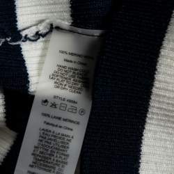 Tory Sport Navy Blue & White Striped Wool Long Sleeve Jumper M 