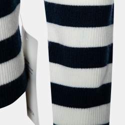 Tory Sport Navy Blue & White Striped Wool Long Sleeve Jumper M 