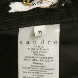 Pre Owned Sandro Black Corduroy Skinny Jeans M/Waist 29" 