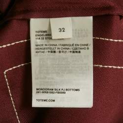 مملوكة مسبقًا Toteme Burgundy Monogram Silk PJ Trousers XS
