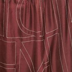 مملوكة مسبقًا Toteme Burgundy Monogram Silk PJ Trousers XS