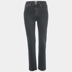 Pre Owned بنطلون جينز توتمي دنيم أسود عتيق قصة عادية مقاس خصر ٢٦ إنش