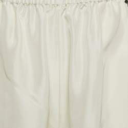 Pre Owned شورت توتيم حرير مطرز عاجي مقاس صغير (سمول)