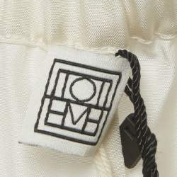 Pre Owned شورت توتيم حرير مطرز عاجي مقاس صغير (سمول)