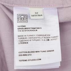Toteme Purple Cotton High Neck Poplin Tunic Mini Dress XXS