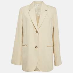 Toteme Cream Herringbone Single Breasted Tailored Jacket S