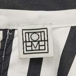 Pre Owned Toteme Black/Blue Striped Cotton Asymmetric Shirt S